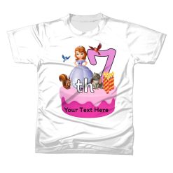 T-Shirt Birthday Kids Kanak-Kanak 7 Tahun – Custom Nama Teks