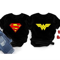 (A1) Sweet Couple T-Shirt - SUPERMAN WONDERWOMAN Short Long Sleeve